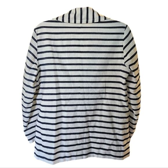 Anthropologie‎ Velvet By Graham White and Navy Striped Double Peacoat Size Small - Picture 3 of 9